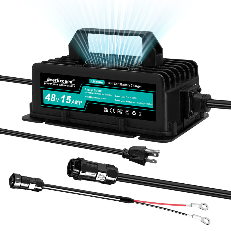Cargador de batería LifePO4 de 48 V y 15 A para carrito de golf - EverExceed
