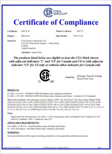 Certificado UL para panel solar