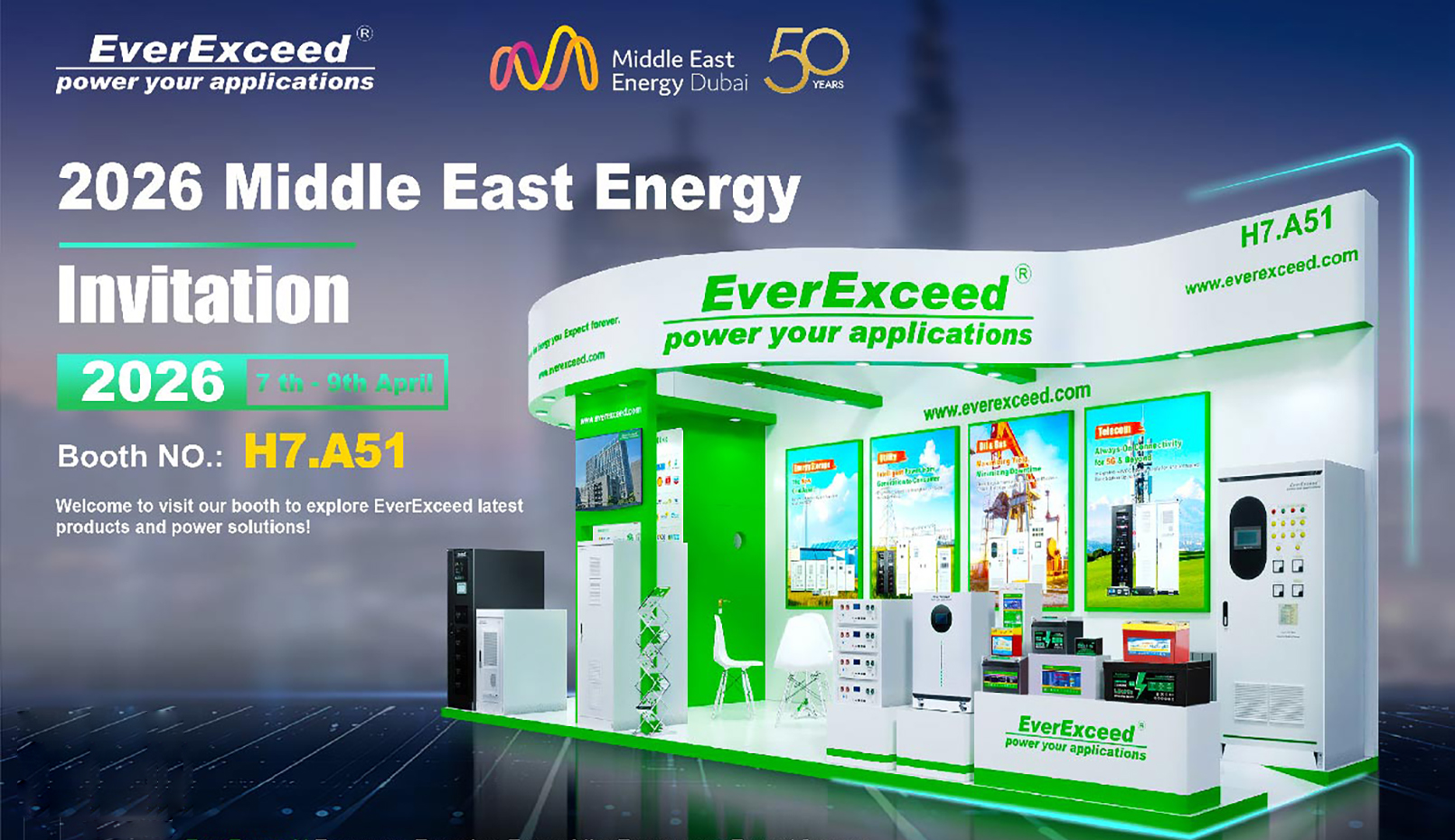 Únase a EverExceed en Middle East Energy 2026: Energía confiable para industrias energéticas críticas.